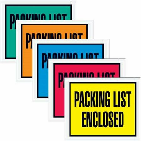 BONDAD 5 .5 x 10 in. 2 Mil Poly Red Packing List Enclosed Envelopes - Red BO3349875